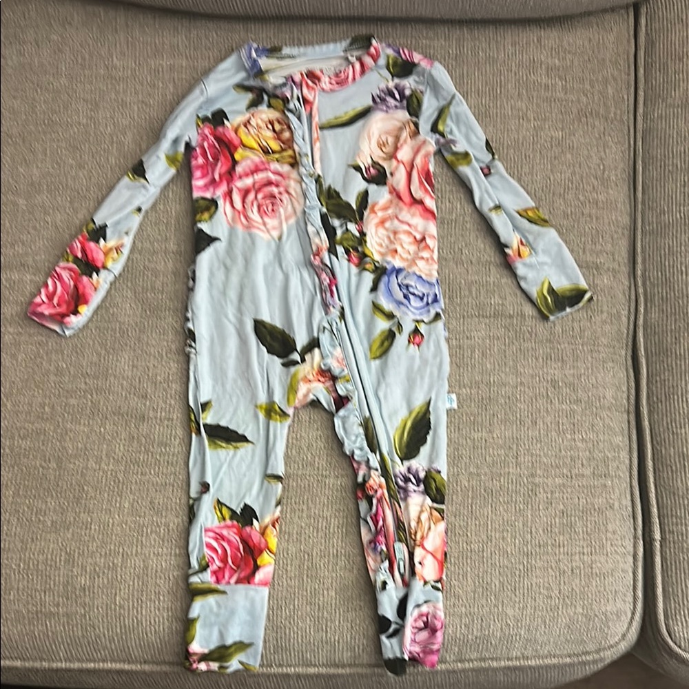 Posh Peanut Floral Baby Onesie with Ruffles